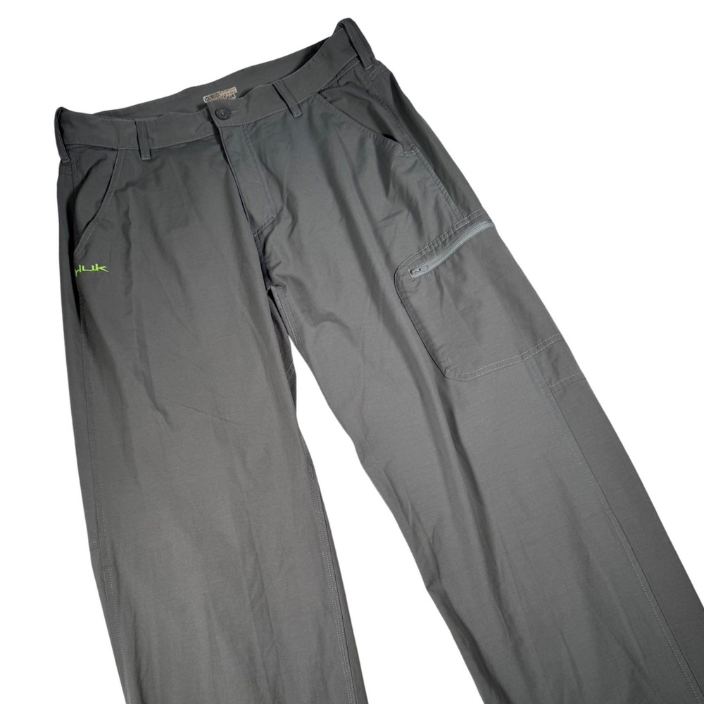 Huk Performance Fishing Pants Mens XL Gray Cargo Stretch Outdoor Hiking Trousers